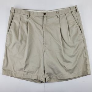 Haggar Big & Tall tan cotton pleated shorts sz 42